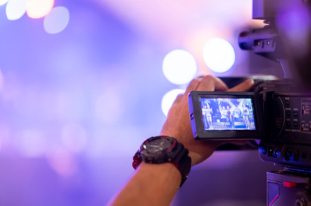 Journalists are recording meeting conferenceの写真素材