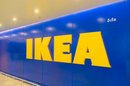 Bangkok, Thailand - 24 January 2021 ; Background of IKEA logo at IKEA Store in Thailandのeditorial素材