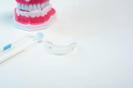 Invisalign braces and tools for dental care, dental healthcare and Orthodontic concept.