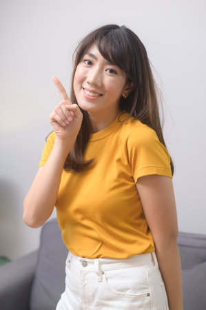 A portrait of beautiful young asian womanの写真素材