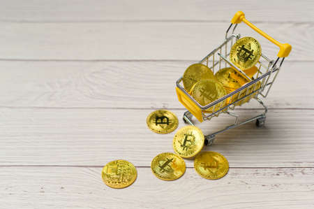 Cryptocurrency bitcoin the future coin,bitcoin mining and Technology global network connections conceptの写真素材