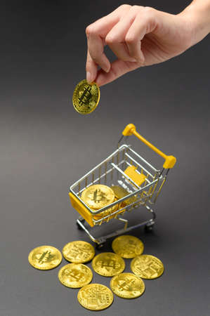 Cryptocurrency bitcoin the future coin,bitcoin mining and Technology global network connections conceptの写真素材