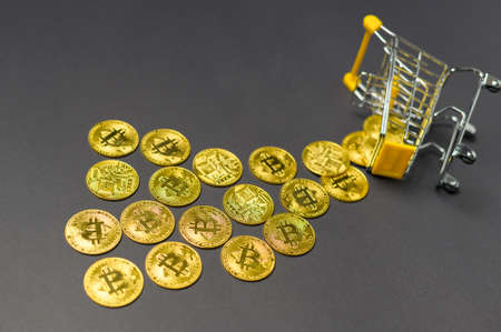 Cryptocurrency bitcoin the future coin,bitcoin mining and Technology global network connections conceptの写真素材