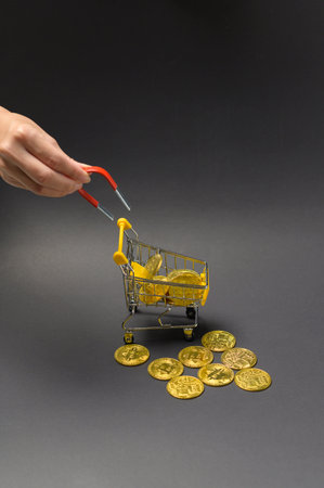 Cryptocurrency bitcoin the future coin,bitcoin mining and Technology global network connections conceptの写真素材