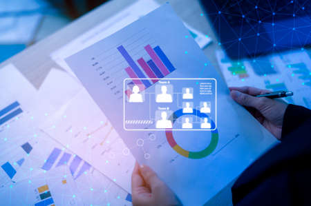Background of documents with analytics data lying on table