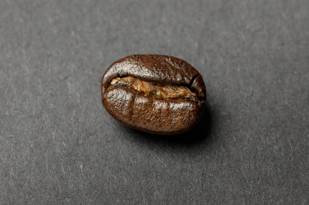 Coffee bean roasted on black backgroundの写真素材