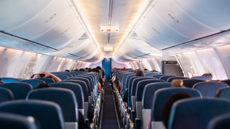 Background of airplane seatsの写真素材