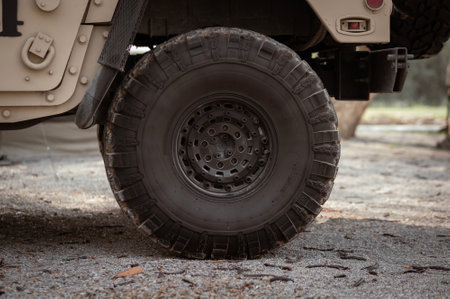 United States Army armored vehicle in a military operationの写真素材
