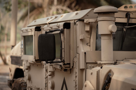 United States Army armored vehicle in a military operationの写真素材