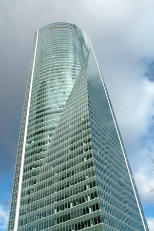 Main view of the brand new office building in the of Madrid, called Space Tower.の写真素材
