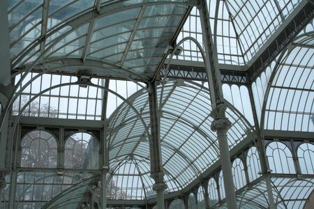 Winter view on the premises of Glass Palace in the Retiro Gardens in Madrid.の写真素材