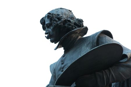 Close up of Velazquez statue at the entrance of the Prado Museum.の写真素材