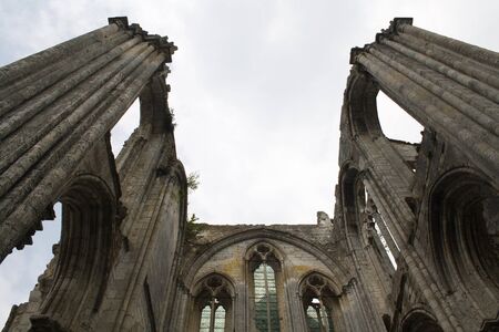 St. Wandrille, France, April 16, 2010: The ruined pavillion of the Abbey of Saint Wandrille, Upper Normandy, France.のeditorial素材