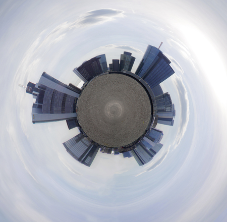 Spheric panorama of the Frankfurt skyline, Hesse, Germany 