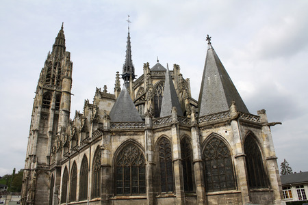 View of the flamboyant church of Caudebec-en-Caux, Upper Normandy, France の写真素材