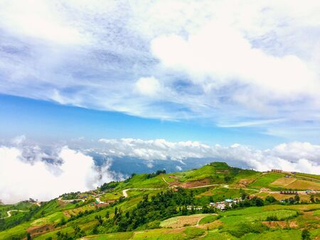 landscapes beautiful mountain and foggy morning at Phu Tub Berk, Phetchabun, Thailand. Itâs extremely popular vacation spot for refreshing cool climate.の写真素材