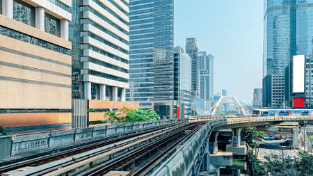 Cityscape and public skytrain transportationの写真素材