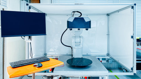 Inspection part dimension by 3D scan measuring machine.の写真素材