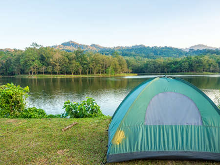 Riverside park campground at Chet Kod-Pong Kon Sao, Khao Yai National Park, Saraburi, Thailand.の写真素材