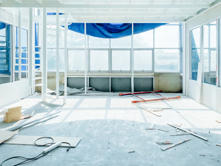 Steel frame extension constructed on a commercial building.の写真素材