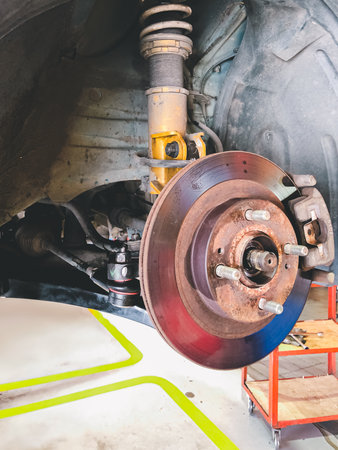 Ball joint and disk brake of vehicle, maintenance car