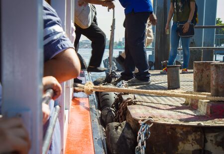 taking the express boat in Bangkokの写真素材