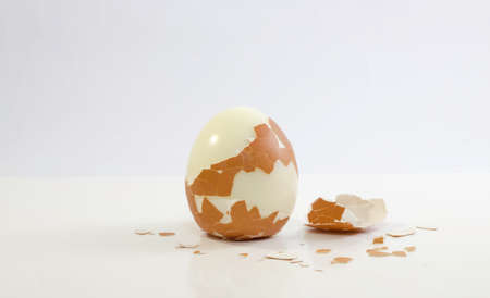 boiled egg with Cracked egg shellの写真素材