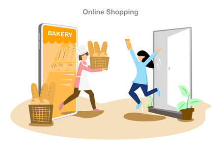Online shopping using a smartphoneのイラスト素材