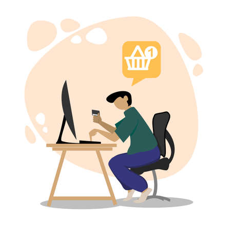 the Online shopping payment with credit cardのイラスト素材