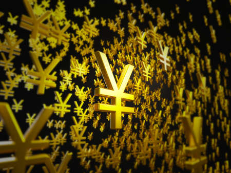 Japanese yen symbol, abstract blur background. 3D renderingの写真素材