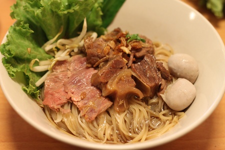 rice noodles with the beefの写真素材