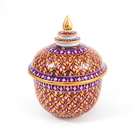 Benjarong porcelain on White backgroundの写真素材