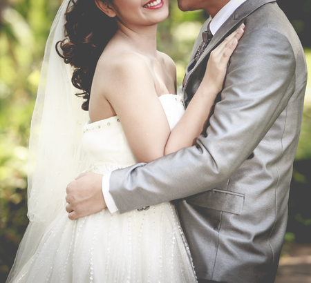 beautiful wedding couple is enjoying weddingの写真素材