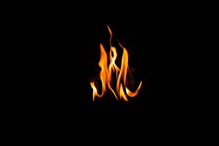 Fire flames on black background. Fire flames isolated on black backgroundの写真素材
