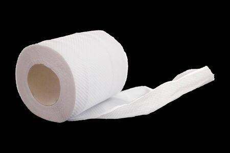 toilet paper isolated on blackの写真素材