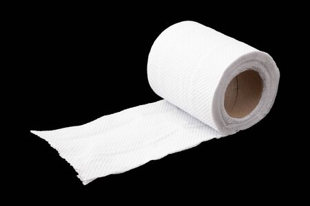 toilet paper isolated on blackの写真素材