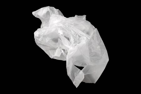Plastic bag isolated on black backgroundの写真素材