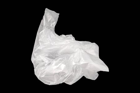 Plastic bag isolated on black backgroundの写真素材