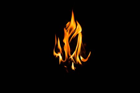 Fire flames on black background. Fire flames isolated on black backgroundの写真素材