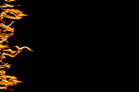 Fire flames on black background. Fire flames isolated on black backgroundの写真素材