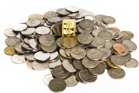 Gold bars on coins stacks