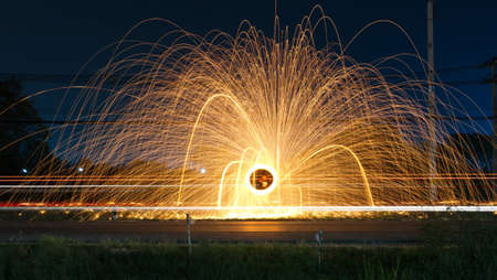 Burning steel wool fireworks