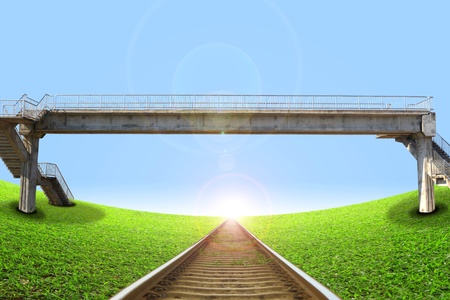 Cross the railway bridge.の写真素材