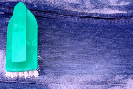 Brush washer with jeans.の写真素材