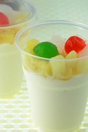 Tofu fresh milk fruit の写真素材