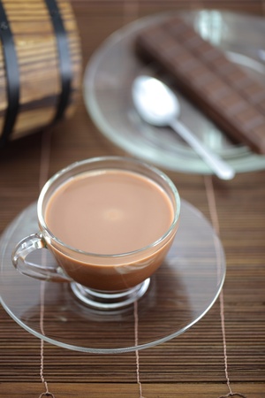 Cup of cocoa and chocolate の写真素材
