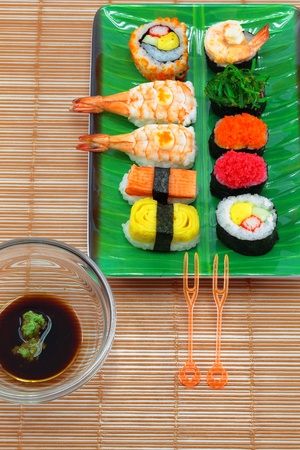Japanese cuisine including sushi types の写真素材