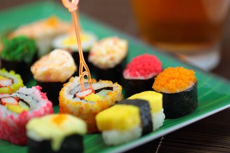 Japanese cuisine including sushi types の写真素材