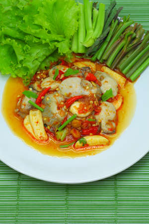 Thai food Spicy oysters の写真素材