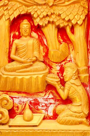 Thai Buddhist temple in the motifs  This is a public property owners to make a donation to the site の写真素材